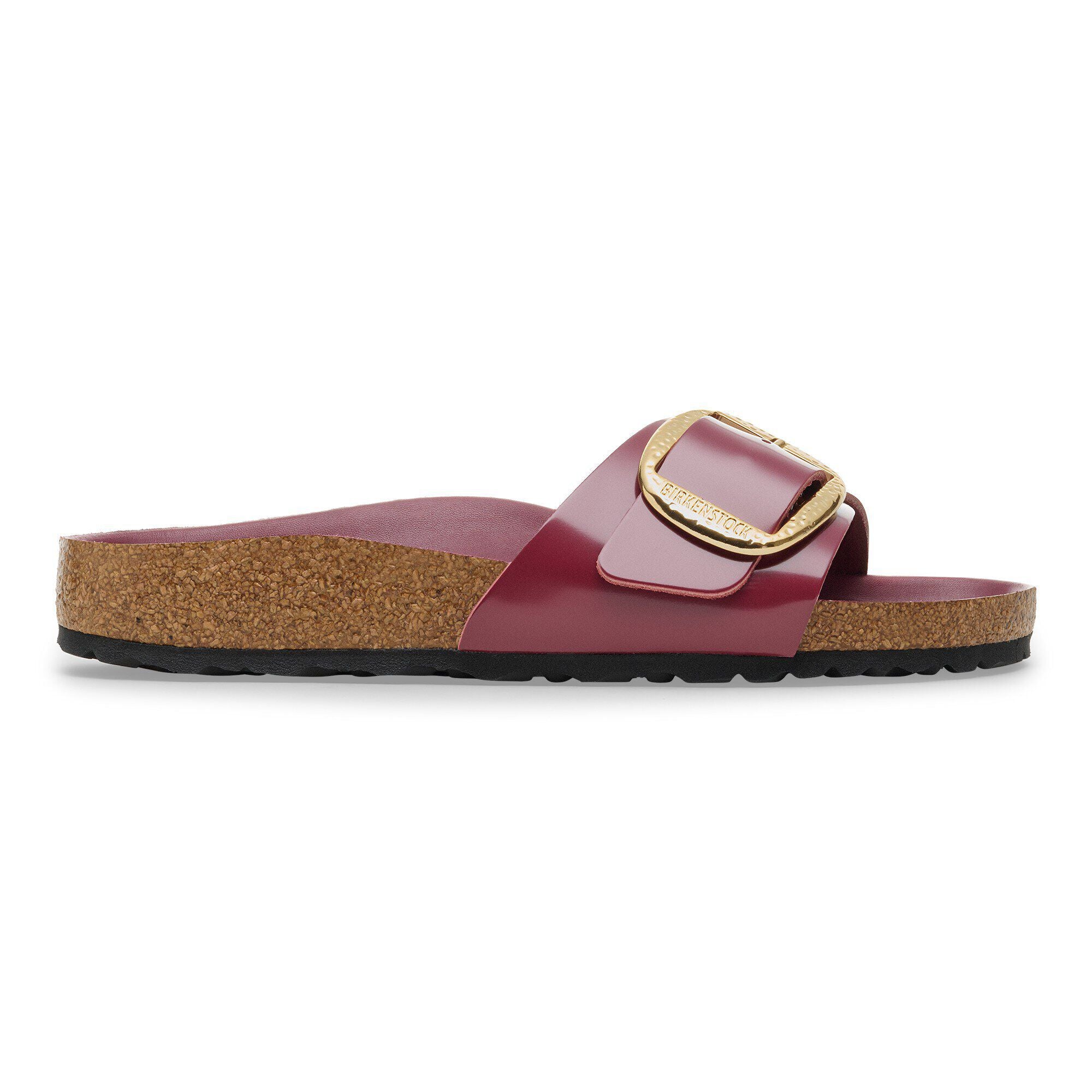 Madrid Hammered Big Buckle Natural Leather Patent Zinfandel High Shine