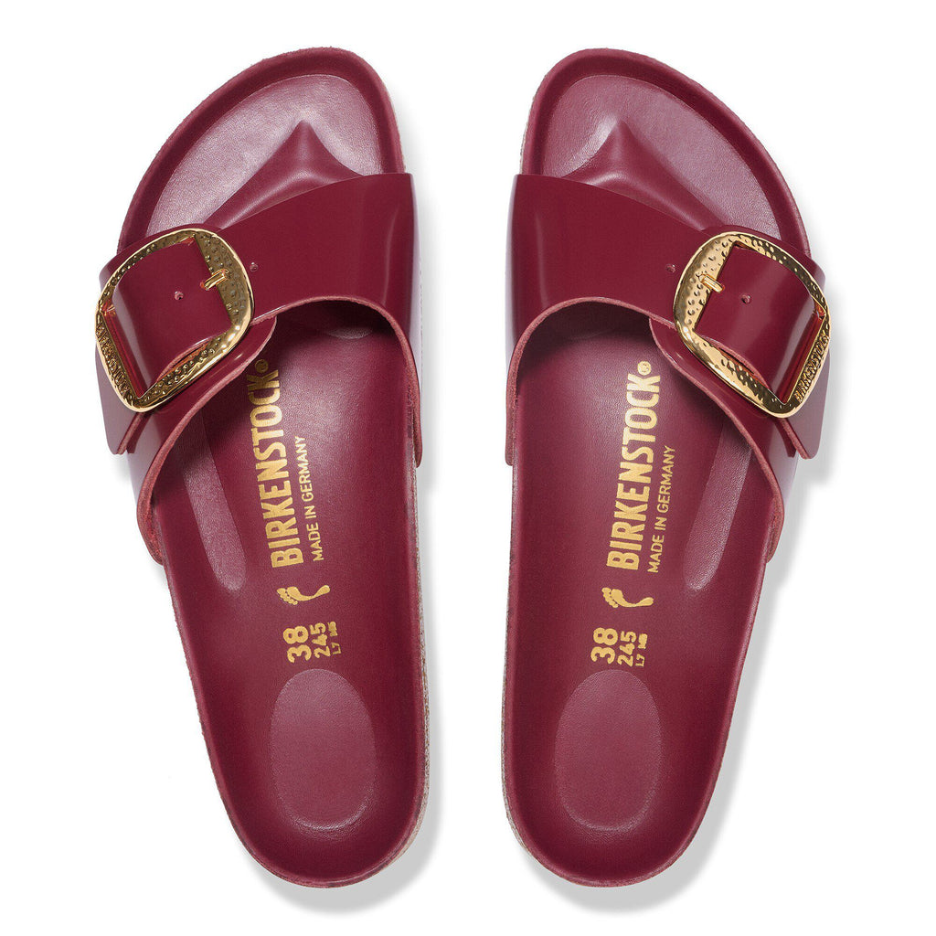 Madrid Hammered Big Buckle Natural Leather Patent Zinfandel High Shine