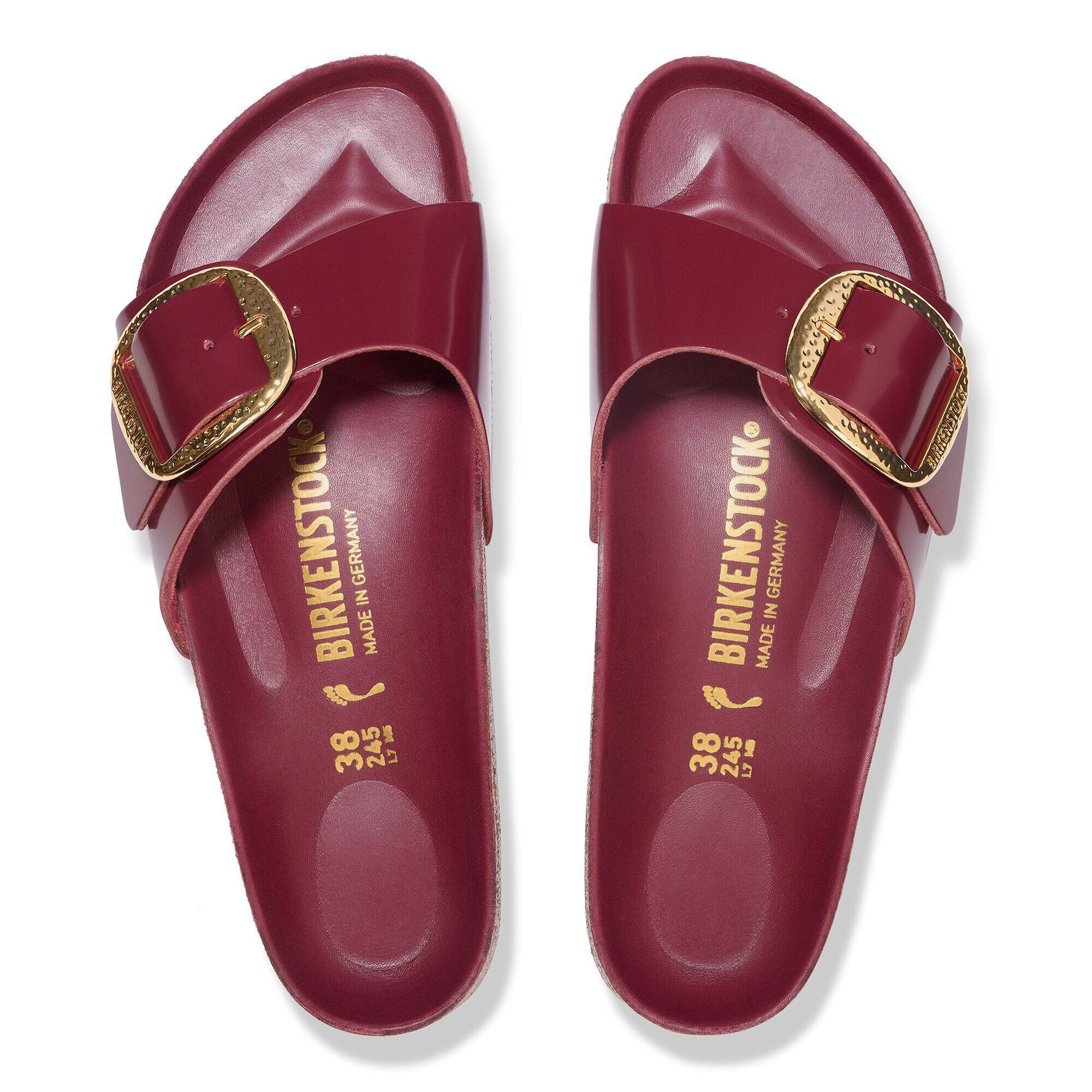 Madrid Hammered Big Buckle Natural Leather Patent Zinfandel High Shine